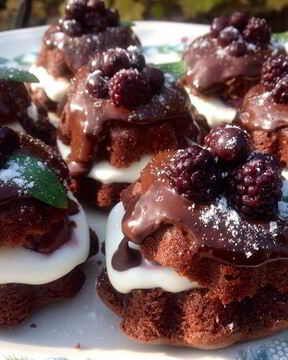 Шоколадные пирожные с вишней