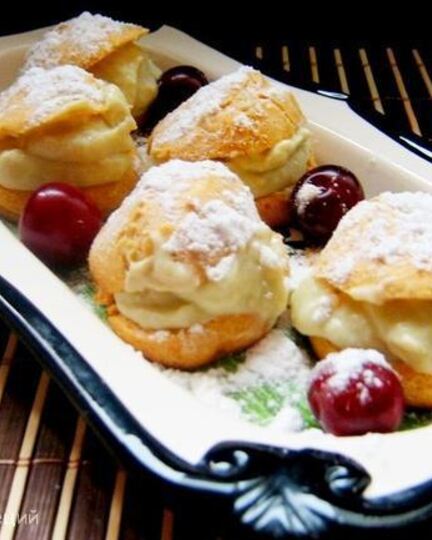 Рецепт заварных пирожных с кремом из баклажан