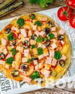 Пицца на кефире на сковороде