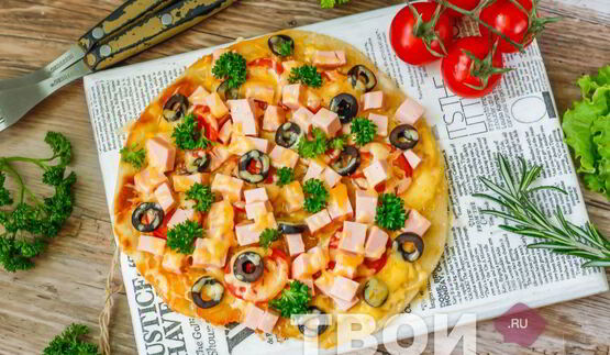 пицца на кефире на сковороде