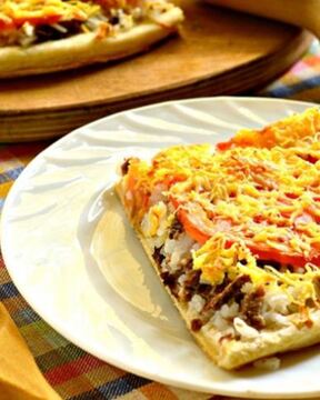 Пицца с рисом и говядиной