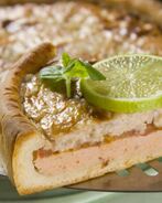 Пицца с рыбой и орехами