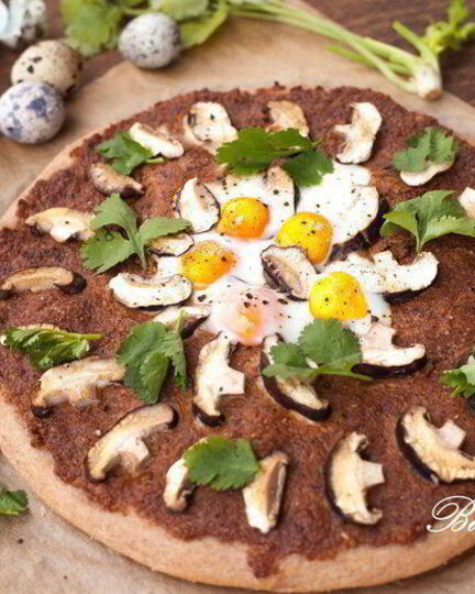 Рецепт пиццы с шиитаке и пастой из грецкого ореха