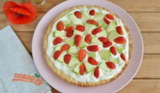 яблочная пицца с карамелью