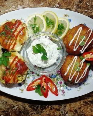 Картофельные пончики с куриными кексами