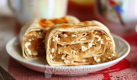 ленивый штрудель из лаваша с яблоками