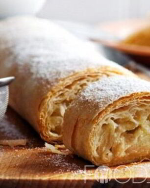 Яблочный штрудель из слоеного теста