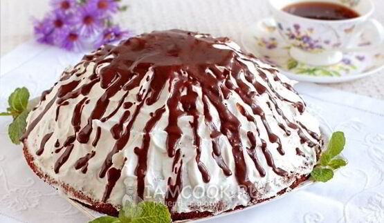 бисквитный торт панчо со сливочным кремом и ягодами