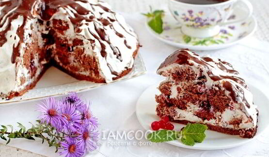 бисквитный торт панчо со сливочным кремом и ягодами