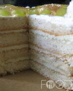 Бисквитный торт с фруктами и взбитыми сливками