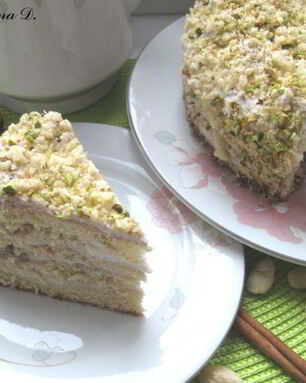 Торт бисквитный со сливочно-фруктовым кремом Хрустальная донна