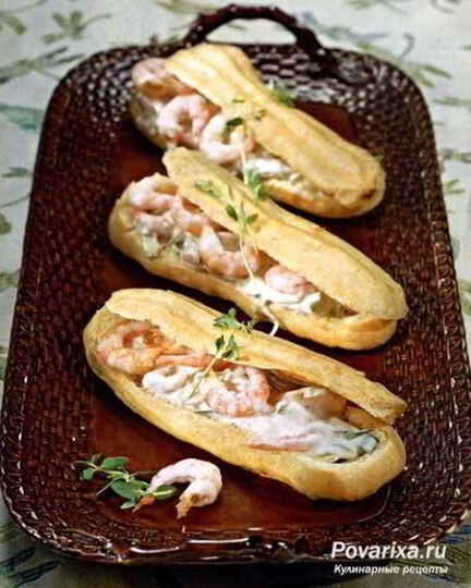 Рецепт эклеров с креветками