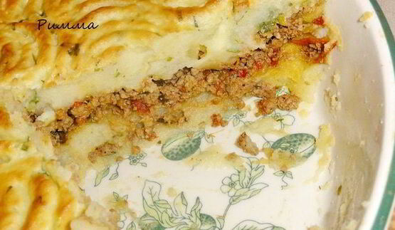 картофельная запеканка с мясной начинкой