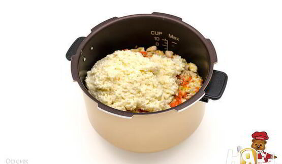 рисовая запеканка с индейкой в мультиварке