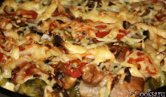 запеканка радуга с мясом, картофелем и овощами