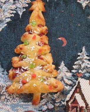Елочка с джемом из творожно-слоеного теста