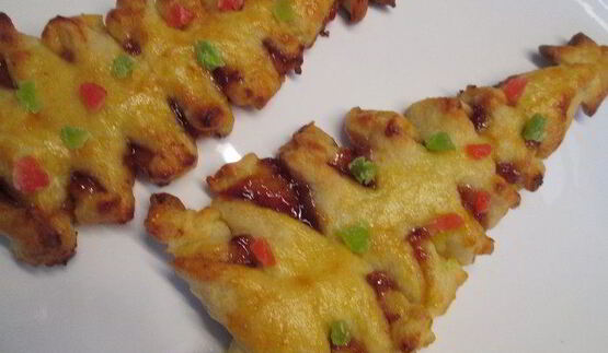 елочка с джемом из творожно-слоеного теста