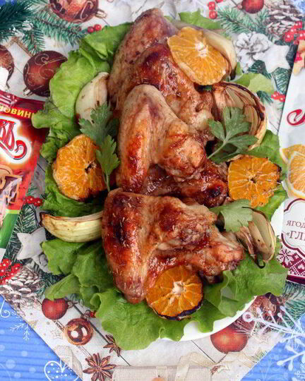 Рецепт пикантных куриных крылышек в маринаде барбекю с джемом глинтвейн