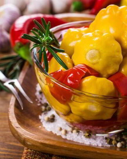 Рецепт маринованных патиссонов с перцем