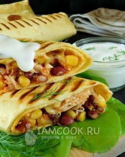 Рецепт буррито с курицей и фасолью