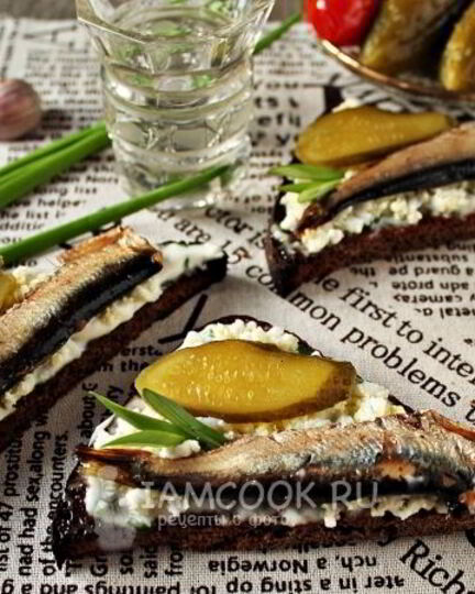 Рецепт бутербродов со шпротами с черным хлебом
