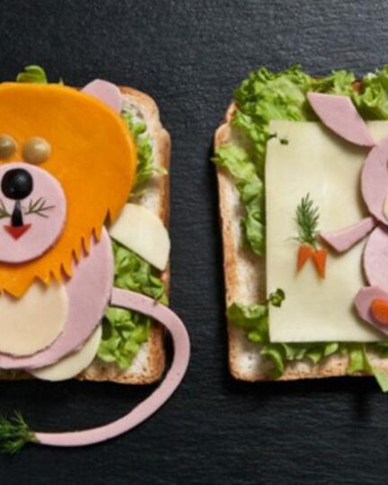 Рецепт детских бутербродов львенка и зайчонка