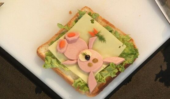 детские бутерброды львенок и зайчонок