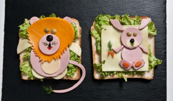 детские бутерброды львенок и зайчонок