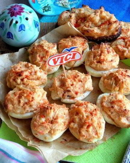 Рецепт запеченных фаршированных яиц