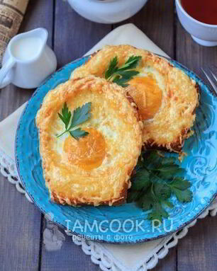 Гренки с сыром и яйцом в духовке