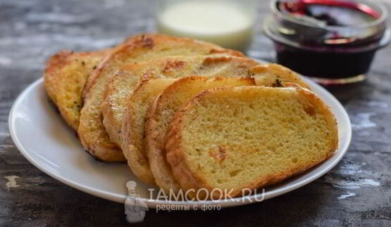 сладкие гренки из батона с молоком и яйцом