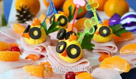 канапе новогоднее цыплята