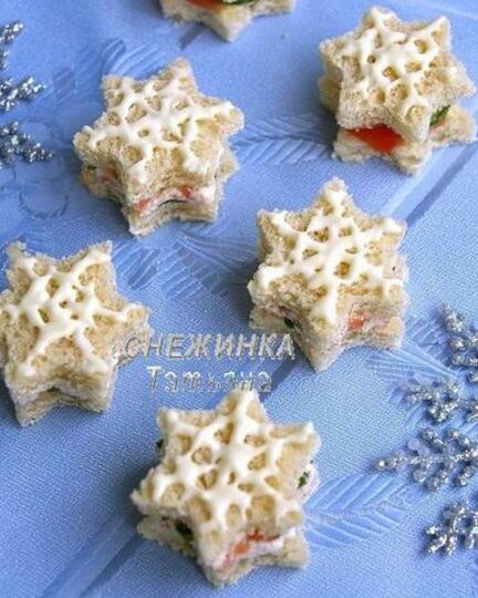 Рецепт канапе с красной рыбой снежинки