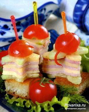 Канапе с ветчиной и сыром