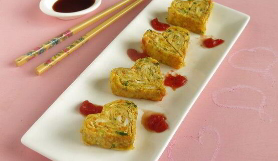 омлет сердечки