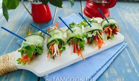 овощные роллы с огурцом и авокадо