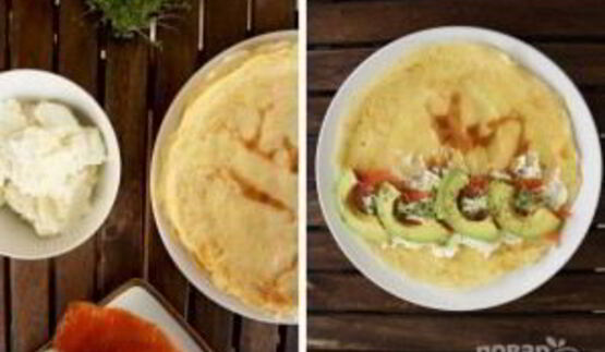 роллы из блинов с семгой