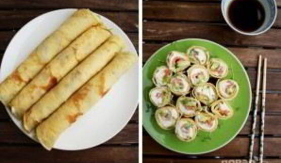 роллы из блинов с семгой