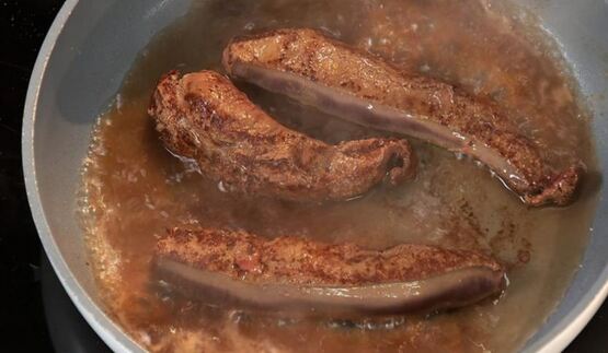 роллы из говяжьей печенки с чечевицей