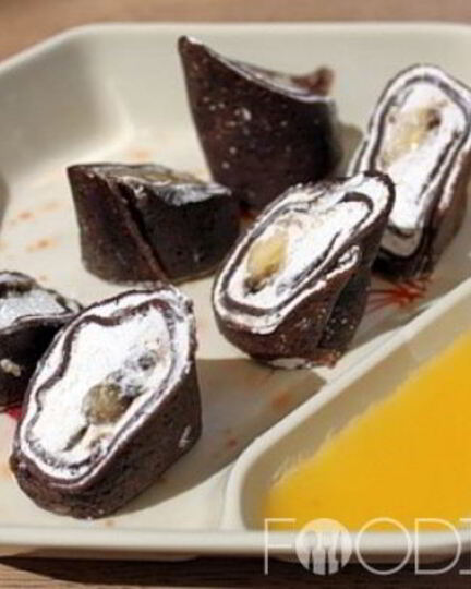 Рецепт роллов из шоколадных блинов