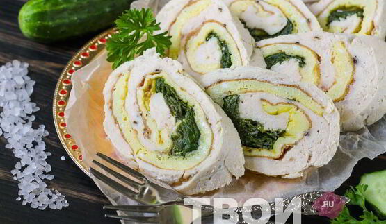 куриный рулет с омлетом