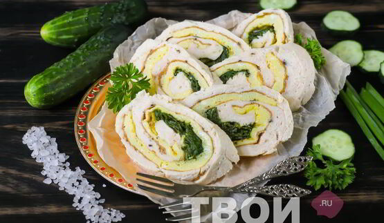 куриный рулет с омлетом