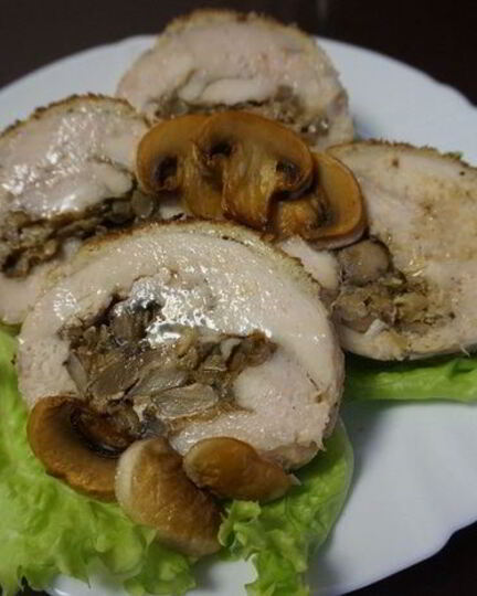 Рецепт куриного рулета с шампиньонами