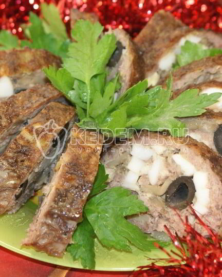 Рецепт мясного рулета с грибами