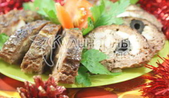 мясной рулет с грибами