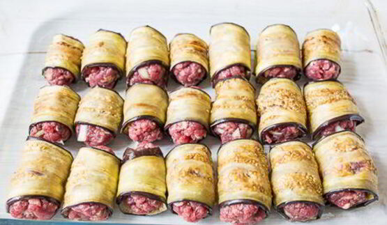 рулетики из баклажана с мясом