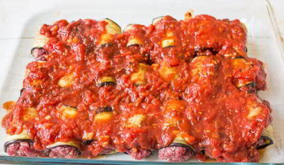 рулетики из баклажана с мясом