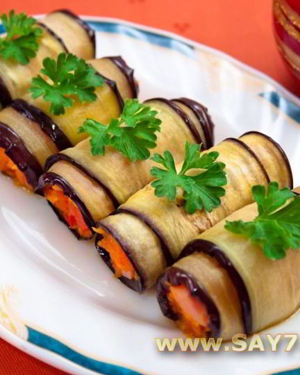 Рецепт рулетиков из баклажанов