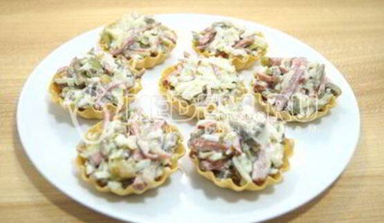 тарталетки с грибами праздничные