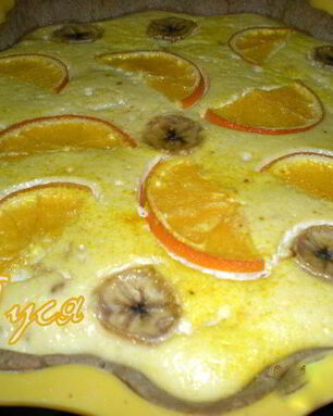 Ржаной тарт с апельсином и бананом